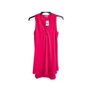 NWT Lush Sleeveless High Low V Neck Midi Shirt Dress in Virtual Pink Small